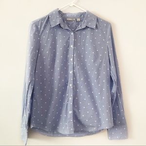 HALOGEN Light Blue Polka Dot Button-Down
